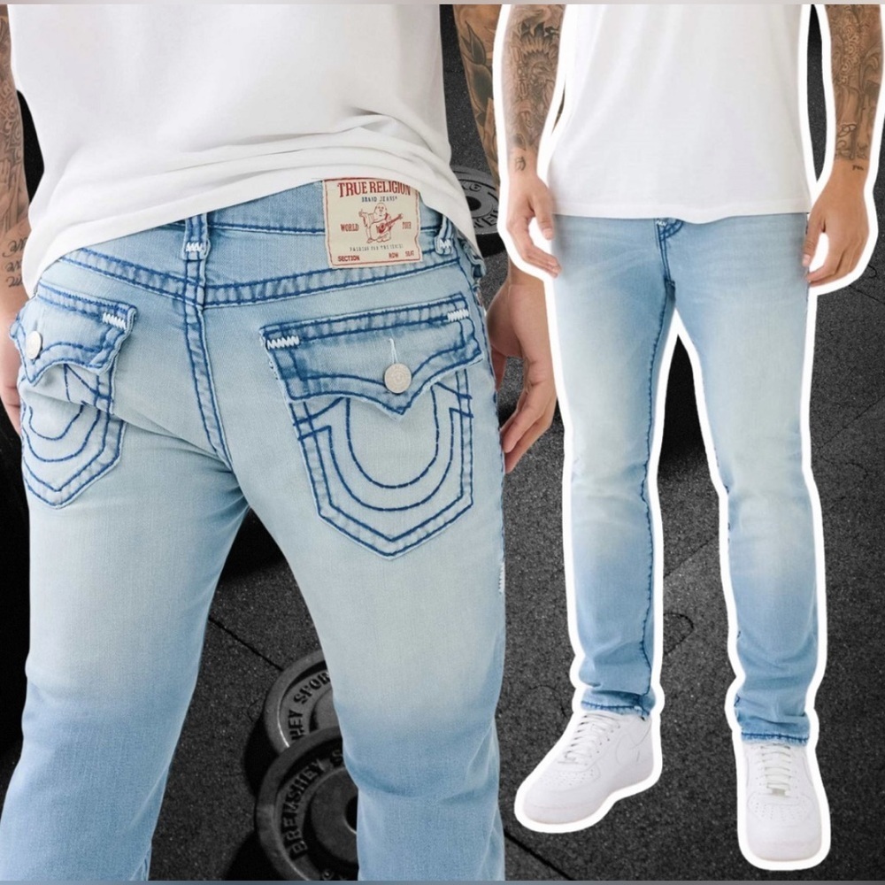 True Religion Men's Slim Jeans - Sky Blue